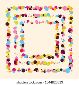 Festive background with multicolored confetti. Yellow, pink, blue circles but against a white background. Flying confetti.