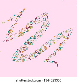 Festive background with multicolored confetti. Yellow, pink, blue circles but against a white background. Flying confetti.