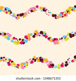 Festive background with multicolored confetti. Yellow, pink, blue circles but against a white background. Flying confetti.