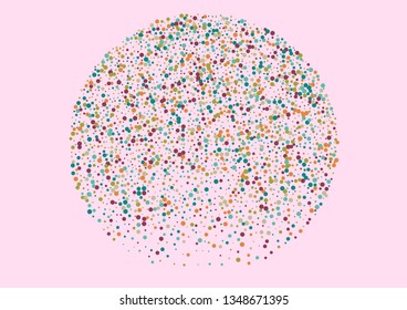 Festive background with multicolored confetti. Yellow, pink, blue circles but against a white background. Flying confetti.