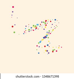Festive background with multicolored confetti. Yellow, pink, blue circles but against a white background. Flying confetti.