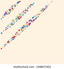 Festive background with multicolored confetti. Yellow, pink, blue circles but against a white background. Flying confetti.
