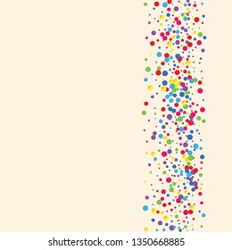 Festive background with multicolored confetti. Yellow, pink, blue circles but against a white background. Flying confetti.