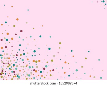 Festive background with multicolored confetti. Yellow, pink, blue circles but against a white background. Flying confetti.