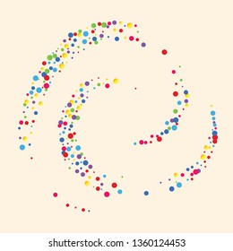 Festive background with multicolored confetti. Yellow, pink, blue circles but against a white background. Flying confetti.