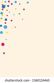 Festive background with multicolored confetti. Yellow, pink, blue circles but against a white background. Flying confetti.
