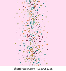 Festive background with multicolored confetti. Yellow, pink, blue circles but against a white background. Flying confetti.