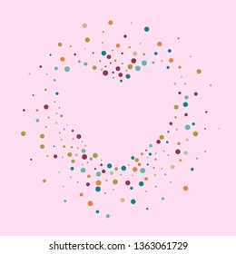 Festive background with multicolored confetti. Yellow, pink, blue circles but against a white background. Flying confetti.