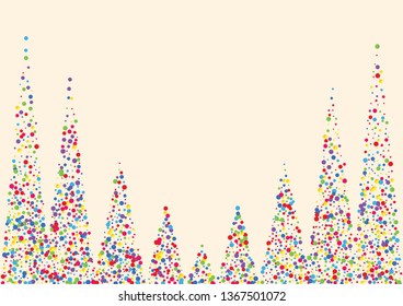 Festive background with multicolored confetti. Yellow, pink, blue circles but against a white background. Flying confetti.
