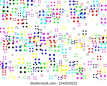 Festive background with multicolored confetti.  Yellow, pink, blue circles but against a white background. Astral design. Vector illustration