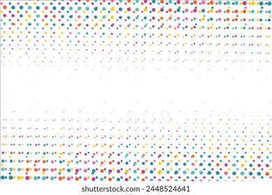 Festive background with multicolored confetti. Yellow, pink, blue circles but against a white background. Flying confetti.	