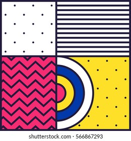 Festive Background in Neo Memphis Style Colorful Decorative Wallpaper with Simple Editable Bold Block Bright Smyk Color
