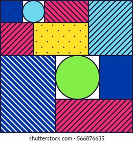 Festive Background in Neo Memphis Style Colorful Decorative Wallpaper with Simple Editable Bold Block Bright Smyk Color