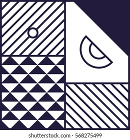 Festive Background in Neo Memphis Style Monochrome Decorative Wallpaper with Simple Editable Bold Block violet and white Color positive digital print