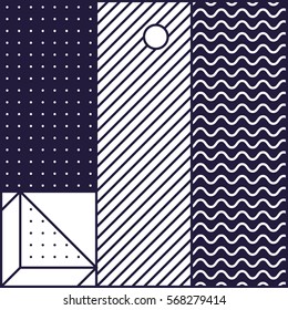 Festive Background in Neo Memphis Style Monochrome Decorative Wallpaper with Simple Editable Bold Block violet and white Color positive digital print