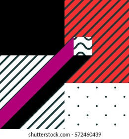 Festive Background in Neo Memphis Style Colorful Decorative Wallpaper with Simple Editable Bold Block Bright Color positive digital print