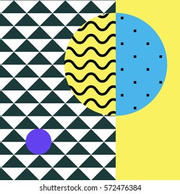 Festive Background in Neo Memphis Style Colorful Decorative Wallpaper with Simple Editable Bold Block Bright Color positive digital print