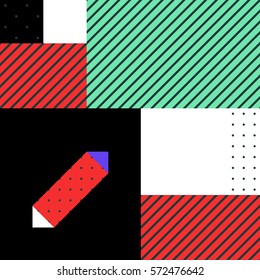 Festive Background in Neo Memphis Style Colorful Decorative Wallpaper with Simple Editable Bold Block Bright Color positive digital print