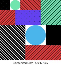 Festive Background in Neo Memphis Style Colorful Decorative Wallpaper with Simple Editable Bold Block Bright Color positive digital print
