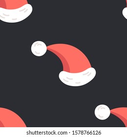 Festive background for new year or christmas. Seamless texture of the santa hat. For wallpaper, pattern fills, web page, surface textures, textile print, wrapping paper - Vector Festive background for new year or christmas. Seamless texture of the santa hat. For wallpaper, pattern fills, web page, surface textures, textile print, wrapping paper - Vector