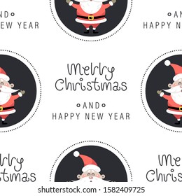 Festive background for new year or christmas. Seamless texture of the santa claus and inscription. For wallpaper, pattern fills, web page, surface textures, textile print, wrapping paper - Vector