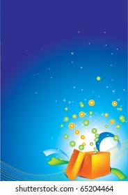 festive background with an open gift card