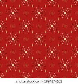 Festive background pattern with decorative elements on a red background, wallpaper. Seamless pattern, texture. Vector image