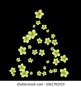 Festive Background with plumerias. Feminine Pattern for Postcard, Print, Banner or Poster. Small Pretty  flowers For Party Decoration, Wedding, Birthday or Anniversary Invitation.
