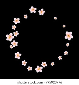 Festive Background with plumerias. Feminine Pattern for Postcard, Print, Banner or Poster. Small Pretty  flowers For Party Decoration, Wedding, Birthday or Anniversary Invitation.