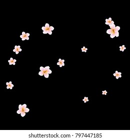 Festive Background with plumerias. Feminine Pattern for Postcard, Print, Banner or Poster. Small Pretty  flowers For Party Decoration, Wedding, Birthday or Anniversary Invitation.