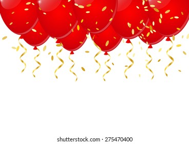 Festive background with red balloons