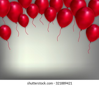 Festive background with red balloons