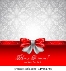 Festive background with red bows and copy space