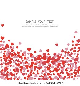 Festive background of red and pink hearts.Beautiful abstract background for the holiday.Vector e