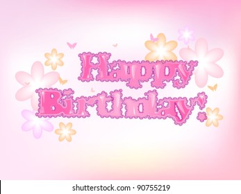 Festive background with rose laced happy birthday text.