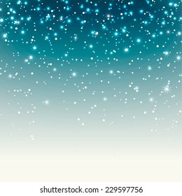 Festive background with stars, sparkles and snow, vector illustration