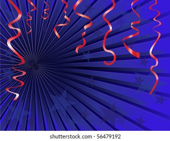 A festive background of stars and streamers with space for text. EPS10.