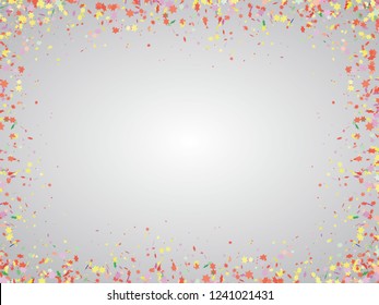 Festive background surrounded by multi-colored stars. Background with confetti. Vector illustration.