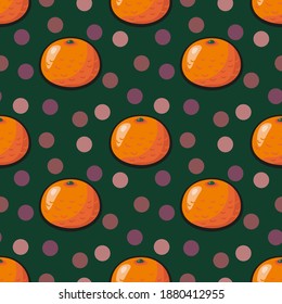 Fondo festivo. Tangerinas para el Año Nuevo. Patrón sin foco. Gráficos vectoriales.
