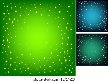 Festive background for your design. Gold star on a green background with effect vignetting. VECTOR (See Jpeg Also In My Portfolio)