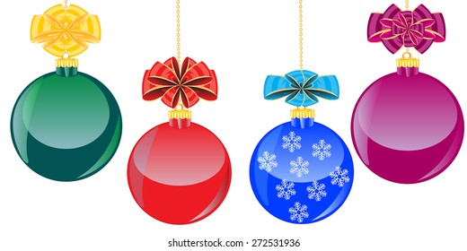 Festive ball with bow on white background is insulated