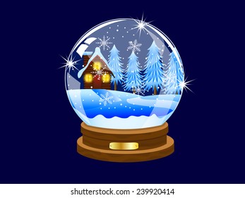 festive ball with winter landscape inwardly,vector illustration