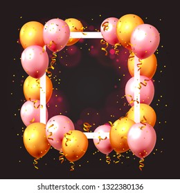 Festive balloon in an empty frame. Vector illustration