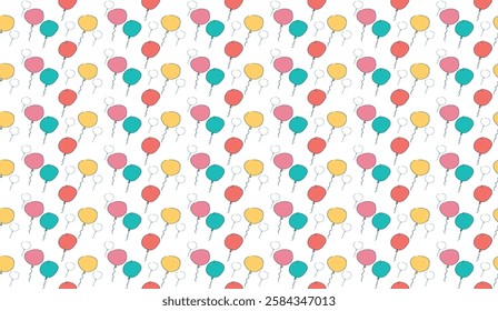 Festive balloon pattern featuring colorful hand-drawn style balloons for party decorations, backgrounds, and cheerful designs with a lighthearted and whimsical touch