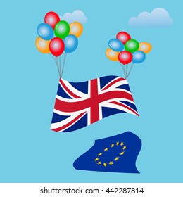 Festive balloons background with United Kingdom Flag. Brexit. Brexit UK. UK Referendum. UK Leave EU.  Great Britain.