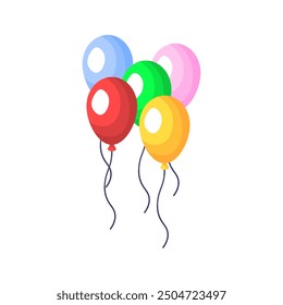 Icono de globos festivos. Estilo plano. Icono de Vector.