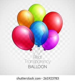 Festive Balloons real transparency. Vector illustration EPS 10