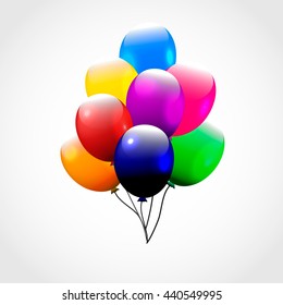 Festive Balloons real transparency. Vector 3d illustration. Balloons colorful vector. isolated. Festive Balloons birthday background. 