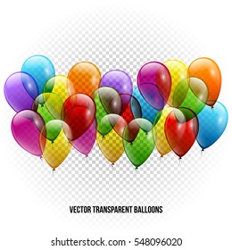 Festive Balloons real transparency. Vector illustration EPS 10.