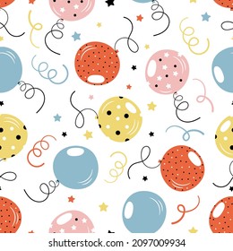 festive balloons seamless pattern on white background